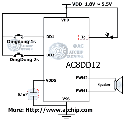 叮咚電子門鈴芯片接線電路