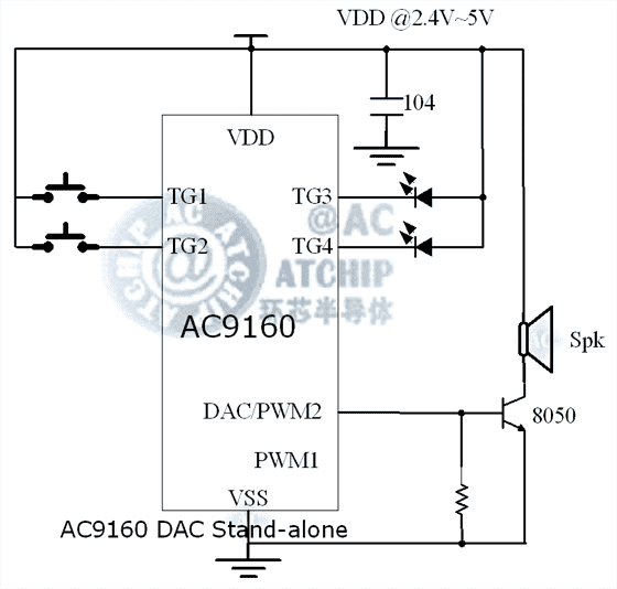 OTP語音芯片PWM接線圖